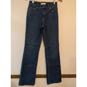 Levis Perfectly Slimming 512 Boot Cut Jeans Dark Wash Blue Denim Size 6 Long